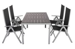VILLANA Esstischgarnitur, Silber/schwarz, Alu/Holzimitat/Textil, Tisch 150x90cm, 4 Multipositionssessel -Gartenmöbel Geschäft 22559 08.jpg