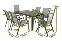 VILLANA Esstischgarnitur, Anthrazit/grau, Alu/Holzimitat/Textil, Tisch 150x90cm, 4 Stapelsessel, 2 Multipo -Gartenmöbel Geschäft 22587 05.jpg