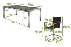 OUTFLEXX Esstischgarnitur, Silber/schwarz, Edelstahl/Granit/Textil, 200x100 Cm, 6 Freischwinger, Padded, FSC-Teakholz -Gartenmöbel Geschäft 22763 05.JPG