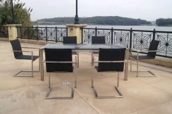 OUTFLEXX Esstischgarnitur, Silber/schwarz, Edelstahl/Granit/Textil, 200x100 Cm, 6 Freischwinger, Padded, FSC-Teakholz -Gartenmöbel Geschäft 22763 17.JPG