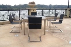 OUTFLEXX Esstischgarnitur, Silber/schwarz, Edelstahl/Granit/Textil, 200x100 Cm, 6 Freischwinger, Padded, FSC-Teakholz -Gartenmöbel Geschäft 22763 18.JPG