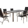 OUTFLEXX Esstischgarnitur, Silber/schwarz, Edelstahl/Granit/Textil, 200x100 Cm, 4 Gartensessel, 2 Multipos, Teakarmlehnen -Gartenmöbel Geschäft 22766 01.jpg