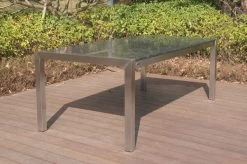 OUTFLEXX Esstischgarnitur, Silber/schwarz, Edelstahl/Granit/Textil, 200x100 Cm, 6 Stühle, Padded, Teakarmlehnen -Gartenmöbel Geschäft 22767 02.JPG