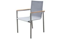 OUTFLEXX Esstischgarnitur, Silber/taupe, Edelstahl/Granit/Textil, 200x100 Cm Cm, 4 Stapelsessel, 2 Multipos, Armlehnen Aus FSC-Teak 15 OUTFLEXX Esstischgarnitur, Silber/taupe, Edelstahl/Granit/Textil, 200x100 Cm Cm, 4 Stapelsessel, 2 Multipos, Armlehnen Aus FSC-Teak -Gartenmöbel Geschäft 22796 03.jpg