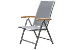 OUTFLEXX Esstischgarnitur, Silber/taupe, Edelstahl/Granit/Textil, 200x100 Cm Cm, 4 Stapelsessel, 2 Multipos, Armlehnen Aus FSC-Teak 16 OUTFLEXX Esstischgarnitur, Silber/taupe, Edelstahl/Granit/Textil, 200x100 Cm Cm, 4 Stapelsessel, 2 Multipos, Armlehnen Aus FSC-Teak -Gartenmöbel Geschäft 22796 04.jpg