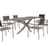 OUTFLEXX Esstischgarnitur, Silber/taupe, Edelstahl/Granit/Textil, 200x100 Cm, 6 Stühle, Padded, Armlehnen Aus FSC-Teak -Gartenmöbel Geschäft 22800 01.jpg