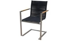 OUTFLEXX Esstischgarnitur, Silber/schwarz, Edelstahl/Granit/Rope, 200x100 Cm, 6 Freischwinger, Armlehnen Aus FSC-Teak -Gartenmöbel Geschäft 22802 03.jpg