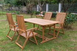 OUTFLEXX Sitzgruppe, Natur, Akazie, Ausziehtisch 150/200 X 90 Cm, 4 Multipositionssessel