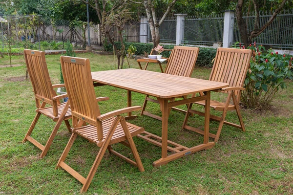 OUTFLEXX Sitzgruppe, Natur, Akazie, Ausziehtisch 150/200 X 90 Cm, 4 Multipositionssessel 3 OUTFLEXX Sitzgruppe, Natur, Akazie, Ausziehtisch 150/200 X 90 Cm, 4 Multipositionssessel