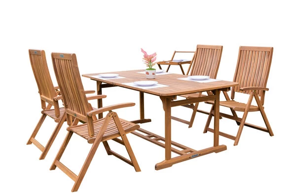 OUTFLEXX Sitzgruppe, Natur, Akazie, Ausziehtisch 150/200 X 90 Cm, 4 Multipositionssessel 13 OUTFLEXX Sitzgruppe, Natur, Akazie, Ausziehtisch 150/200 X 90 Cm, 4 Multipositionssessel – Bild 11