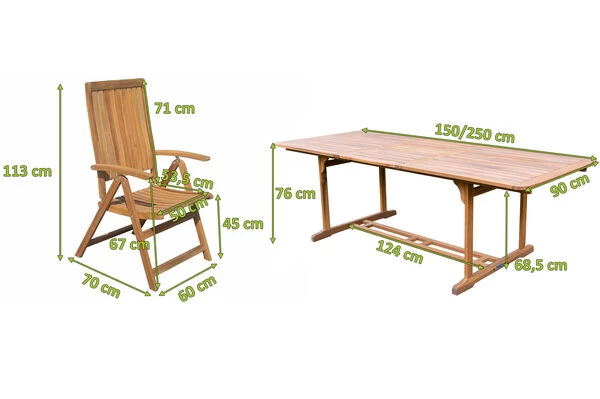 OUTFLEXX Sitzgruppe, Natur, Akazie, Ausziehtisch 150/200 X 90 Cm, 4 Multipositionssessel 7 OUTFLEXX Sitzgruppe, Natur, Akazie, Ausziehtisch 150/200 X 90 Cm, 4 Multipositionssessel – Bild 5