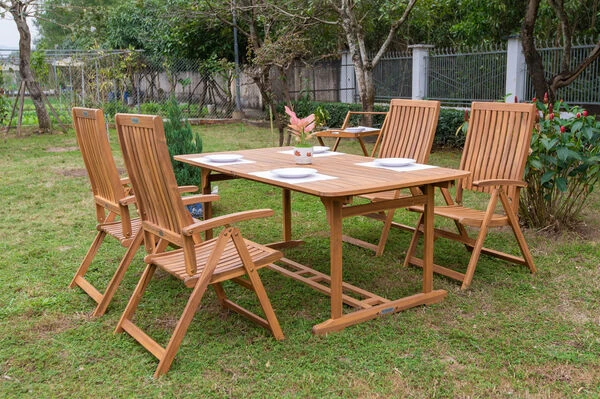 OUTFLEXX Sitzgruppe, Natur, Akazie, Ausziehtisch 150/200 X 90 Cm, 4 Multipositionssessel 9 OUTFLEXX Sitzgruppe, Natur, Akazie, Ausziehtisch 150/200 X 90 Cm, 4 Multipositionssessel – Bild 7