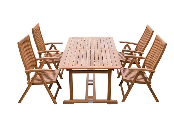 OUTFLEXX Sitzgruppe, Natur, Akazie, Ausziehtisch 150/200 X 90 Cm, 4 Multipositionssessel 11 OUTFLEXX Sitzgruppe, Natur, Akazie, Ausziehtisch 150/200 X 90 Cm, 4 Multipositionssessel – Bild 9