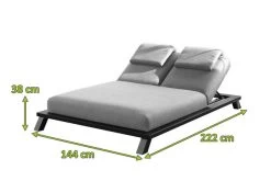 OUTFLEXX Exklusivmodell Blain Doppelliege, Flanelle, Alu/Sunbrella, 222 X 144 X 38 Cm, Inkl. Verstellbarer Rückenlehne -Gartenmöbel Geschäft 22851 3.jpg