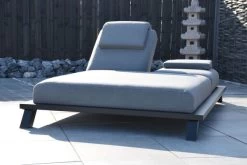 OUTFLEXX Exklusivmodell Blain Doppelliege, Flanelle, Alu/Sunbrella, 222 X 144 X 38 Cm, Inkl. Verstellbarer Rückenlehne