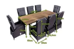 OUTFLEXX Esstischgarnitur, Edelstahl/Teakholz, Tisch 220x100cm, 8 Diningsessel, A-Gestell -Gartenmöbel Geschäft 22887 5.jpg