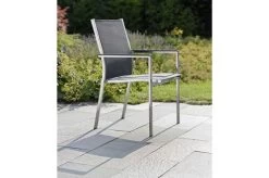 STERN Esstischgarnitur, Silbergrau/grau, Edelstahl/Textilene, Tisch 200 X 100 Cm, 6 Stapelsessel -Gartenmöbel Geschäft 22908 03.jpg