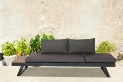 OUTFLEXX Lounge/Liege, Dunkelgrau, Alu/Holzimitat/Textilene, 228x78x66 Cm, Verstellbar, Inkl. Seitenablage -Gartenmöbel Geschäft 22919 2.jpg