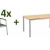 KETTLER Granada/Basic Plus Sitzgruppe, Silber/anthrazit, Alu/Teak, Teaktisch 160x95 Cm,4 Stapelsessel, FSC-Teak -Gartenmöbel Geschäft 22939 1.jpg