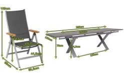 KETTLER Granada Esstischgarnitur, Silber / Anthrazit, Alu / HPL / Teak, Tisch 180/280x100cm, 6 Multipositionssessel -Gartenmöbel Geschäft 23049 5.jpg