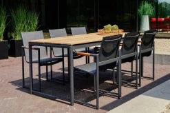 HARTMAN Fontaine Sitzgruppe, Anthrazit/charcoal, Alu/Teak, 6 Dining Sessel, 220x100cm