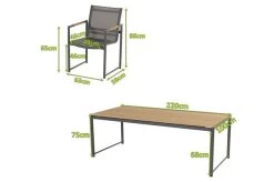 HARTMAN Fontaine Sitzgruppe, Anthrazit/charcoal, Alu/Teak, 6 Dining Sessel, 220x100cm -Gartenmöbel Geschäft 23175 5.jpg