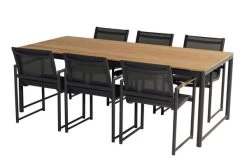 HARTMAN Fontaine Sitzgruppe, Anthrazit/charcoal, Alu/Teak, 6 Dining Sessel, 220x100cm -Gartenmöbel Geschäft 23175 6.jpg