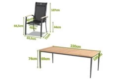 HARTMAN Silencio / Alice Sitzgruppe, Xerix/natur, Alu/Teak, 4x4 Textilen, 6 Dining Sessel, 220x100cm, FSC-Teak Armlehnen -Gartenmöbel Geschäft 23197 5.jpg