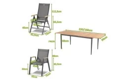 HARTMAN Silencio / Aruba Sitzgruppe, Xerix/natur, Alu/Teak, 2 Dining Sessel, 4 Multipo, 160/220x90cm, FSC-Teak Armlehnen -Gartenmöbel Geschäft 23232 mass.jpg