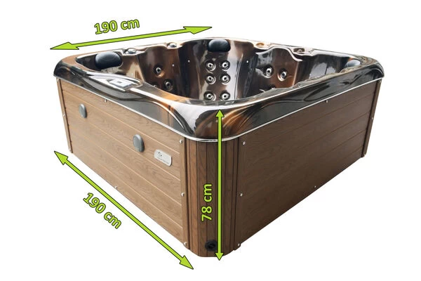 OUTTECH Osiris Whirlpool, Kupfer/braun, 190x190x78cm / 1200 L, 3 Pers., LED Light, LCD Balboa Anzeige 7 OUTTECH Osiris Whirlpool, Kupfer/braun, 190x190x78cm / 1200 L, 3 Pers., LED Light, LCD Balboa Anzeige – Bild 5