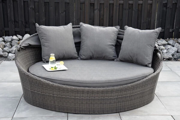 OUTFLEXX Sonneninsel, Grau, Polyrattan/Olefin, 187x146x75/131, Verstellbares Dach 4 OUTFLEXX Sonneninsel, Grau, Polyrattan/Olefin, 187x146x75/131, Verstellbares Dach – Bild 2