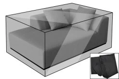 OUTFLEXX Premium Abdeckhaube Für Lounge , Schwarz, Z.B. 21826 / 21827, 185 X 130 X 60 Cm, Wasserbeständig, Integriertes Zugband