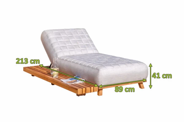 OUTFLEXX Icon Loungeliege, Lead Chine, Alu/Teak/Sunbrella, 213 X 89 X 41 Cm, Inkl. Verstellbarer Rückenlehne 7 OUTFLEXX Icon Loungeliege, Lead Chine, Alu/Teak/Sunbrella, 213 X 89 X 41 Cm, Inkl. Verstellbarer Rückenlehne – Bild 5