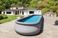OUTTECH Premium Pool, Grau, Stahl/PVC, 1220 X 366 X 122 Cm, Sandwich-PVC Und Viel Zubehör, Oval