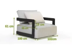 OUTFLEXX Roku Sessel, Schwarz, Alu/Agora Senda, 102 X 100 X 61cm, Drehbar, Inkl. Kissen -Gartenmöbel Geschäft 23584 03.jpg