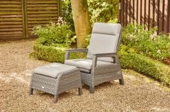 SIENA GARDEN Solea Dining Sessel, Night-blue, Alu/Gardino®-Geflecht, 82 X 72 X 100cm, Inkl. Fußhocker, Stufenlos Verstellbar