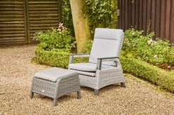 SIENA GARDEN Solea Dining Sessel, Anthrazit/blau, Alu/Gardino®-Geflecht, 71 X 84 X 98cm, Inkl. Fußhocker, Stufenlos Verstellbar