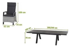 SIENA GARDEN Tirana/Corido Dining Set, Anthrazit, Alu/Keramik, 205-265 X 103 X 76cm, Inkl. 8 Diningsessel 23 SIENA GARDEN Tirana/Corido Dining Set, Anthrazit, Alu/Keramik, 205-265 X 103 X 76cm, Inkl. 8 Diningsessel -Gartenmöbel Geschäft 23790 5.jpg