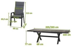 SIENA GARDEN Sincro/Valencia Dining Set, Anthrazit/grau, Alu/Textilgewebe/Keramik, 200-260x103cm, Inkl. 8 Diningsessel, Stufenlos Verstellbar -Gartenmöbel Geschäft 23853 5.jpg