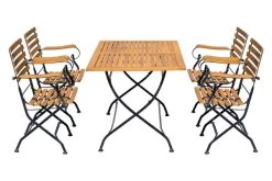 OUTFLEXX Sitzgruppe, Natur/schwarz, Stahl/FSC-Akazienholz, 120x80 Cm, 4 Klappstühle, Pulverbeschichtet, Verzinkt, Mit Armlehnen -Gartenmöbel Geschäft 23883 11.jpg