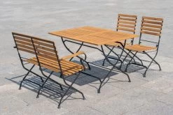 OUTFLEXX Sitzgruppe, Natur/schwarz, Stahl/FSC-Akazienholz, 120x80 Cm, 2 Klappstühle, 2-Sitzer Bank, Pulverbeschichtet, Geölt -Gartenmöbel Geschäft 23884 01.jpg