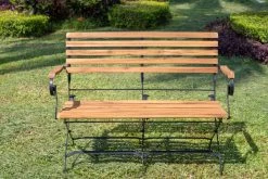 OUTFLEXX Sitzgruppe, Natur/schwarz, Stahl/FSC-Akazienholz, 120x80 Cm, 2 Klappstühle, 2-Sitzer Bank, Pulverbeschichtet, Geölt -Gartenmöbel Geschäft 23884 03.jpg