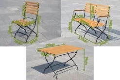 OUTFLEXX Sitzgruppe, Natur/schwarz, Stahl/FSC-Akazienholz, 120x80 Cm, 2 Klappstühle, 2-Sitzer Bank, Pulverbeschichtet, Geölt -Gartenmöbel Geschäft 23884 05.jpg