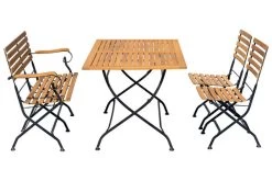 OUTFLEXX Sitzgruppe, Natur/schwarz, Stahl/FSC-Akazienholz, 120x80 Cm, 2 Klappstühle, 2-Sitzer Bank, Pulverbeschichtet, Geölt -Gartenmöbel Geschäft 23884 11.jpg