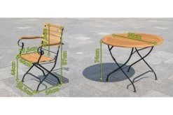 OUTFLEXX Sitzgruppe, Natur/schwarz, Stahl/FSC-Akazienholz, Ø 90 Cm, 2 Klappstühle Mit Armlehnen, Pulverbeschichtet, Geölt -Gartenmöbel Geschäft 23888 05.jpg