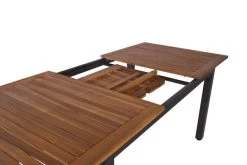 VILLANA Esstischgarnitur, Anthrazit/grau, Alu/ FSC-Akazienholz, Ausziehtisch 150/200 Cm, 4 Stapelstühle 33 VILLANA Esstischgarnitur, Anthrazit/grau, Alu/ FSC-Akazienholz, Ausziehtisch 150/200 Cm, 4 Stapelstühle -Gartenmöbel Geschäft 23909 04.jpg