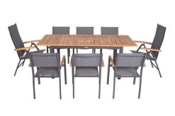 VILLANA Esstischgarnitur, Anthrazit/grau, Alu/ FSC-Akazienholz, Ausziehtisch 150/200 Cm, 6 Stapelstühle, 2 Multipositionssessel -Gartenmöbel Geschäft 23916 18.jpg