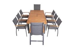 VILLANA Esstischgarnitur, Anthrazit/grau, Alu/ FSC-Akazienholz, Ausziehtisch 150/200 Cm, 6 Stapelstühle, 2 Multipositionssessel -Gartenmöbel Geschäft 23916 19.jpg