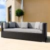 OUTFLEXX Dreisitzer-Sofa, Schwarz, Polyrattan, 210x85x70cm, Inkl. Polster + Wasserfeste Kissenbox 1 OUTFLEXX Dreisitzer-Sofa, Schwarz, Polyrattan, 210x85x70cm, Inkl. Polster + Wasserfeste Kissenbox -Gartenmöbel Geschäft 2392 1 BOX 1 CGI.jpg