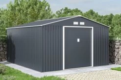 OUTTECH Gerätehaus, Anthrazit, Stahl, 340 X 382 X 210 Cm, Schiebetüren, Inkl. Lüftungsgitter